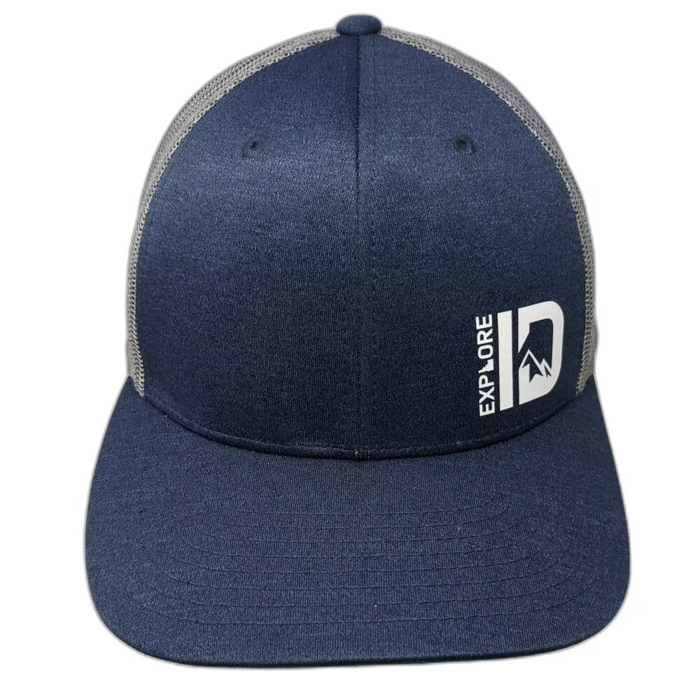 Team 365 Trucker Hat Blue Gray OS Explore ID Logo Snapback Adjustable Mesh